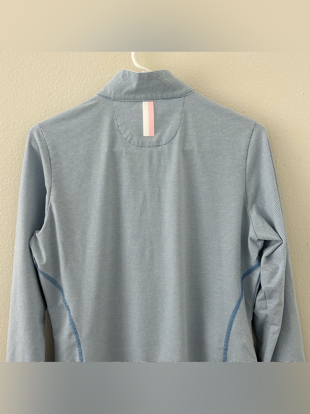 RHOBACK The Ice Queen Womens Sz M Light Blue Stripe 1/4 Zip Pullover Top Jacket - Picture 11 of 15